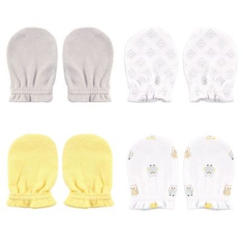 Luvable Friends Baby Cotton Scratch Mittens 4pk, Owl, One Size