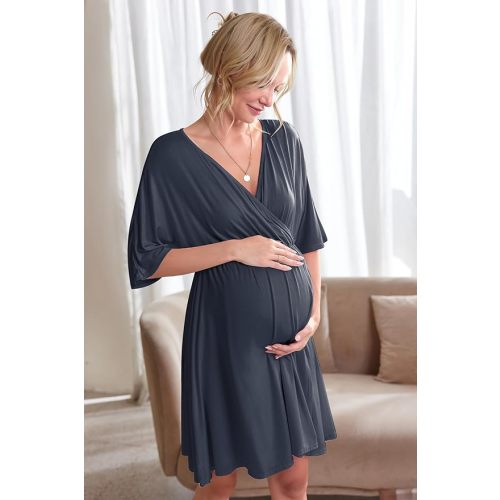Ekouaer 3 in 1 Labor/Delivery/Hospital Gown Maternity Dress Nursing Nightgown Sleepwear for Breastfeeding