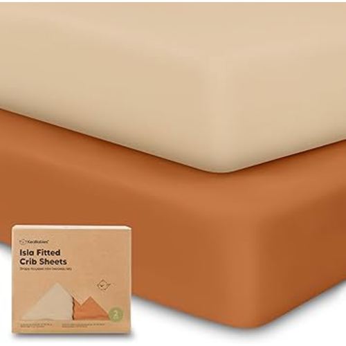 2-Pack Crib Sheets for Boys,Girls - Viscose Derived from Bamboo Fitted Crib Sheet, Organic Baby Crib Sheets, Crib Mattress Sheet,Toddler Bed Sheets,Baby Sheets for Crib Fitted Sheets(Rust)