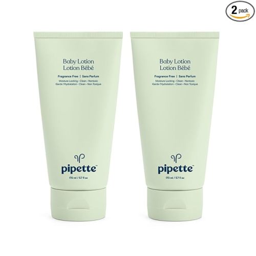 Pipette Baby Lotion, Fragrance Free, Hydration & Natural Moisture of Baby's Delicate Skin, Made with Ceramides and Renewable Plant-Derived Squalane, 5.7 fl oz (Pack of 2)