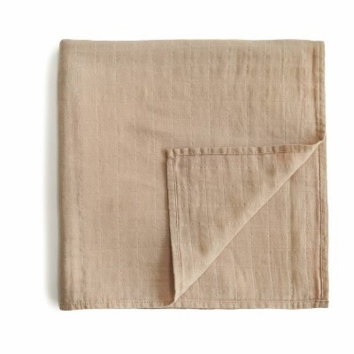 Mushie Muslin Swaddle Blanket Organic Cotton - Pale Taupe