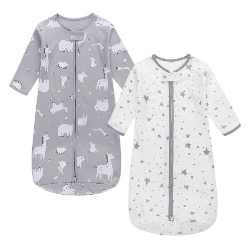 Miracle Baby Long Sleeve Sleep Sack 0-6 Months 2 Pack Wearable Blanket Baby 100% Cotton Sleeping Bag for Infant Toddler