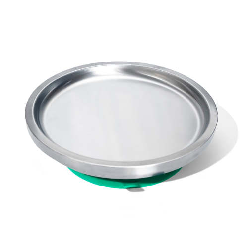 Baby Round Open Plate | Stainless Steel in black