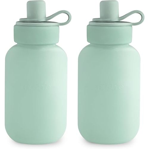 mushie Silicone Puree Pouch 2-Pack | 5 oz Reusable Baby Food Pouches (Cambridge Blue)
