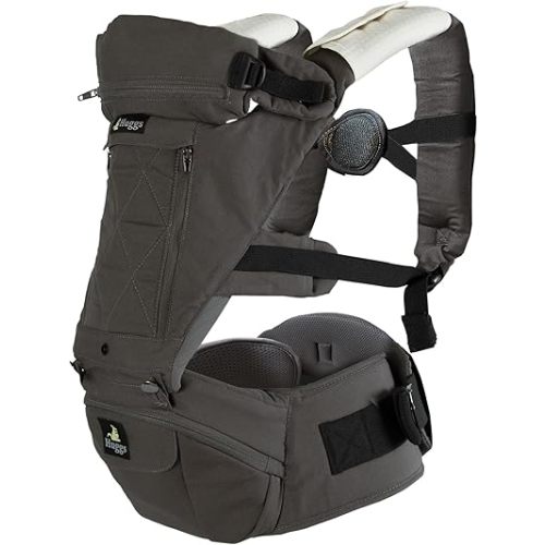 Abiie HUGGS 3-in-1 Baby Carrier with Hip Seat - Front Facing, Hip Hugger, Back Baby Carrier - Healthy Sitting (M) Position, 3 Mos.-Toddler - Buckle Type Closure - Approved by US Safety Standards