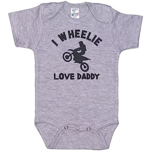 Ebenezer Fire Dirt Bike Onesie/I Wheelie Love Daddy/Motocross Bodysuit/Unisex Bodysuit