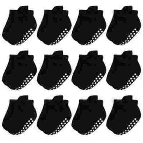 Hudson Baby Infant Boy Non-Skid No-Show Socks, Black, 0-6 Months