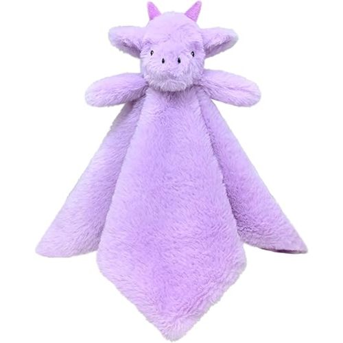 Baby Purple Dragon Soft Stuffed Animal Security Blanket, Plush Dinosaur Character Lovey Blanket, Baby Shower/Nursery Gift, Newborn Infant Toddler Snuggle Blankie for Girls Boys, 14 Inches