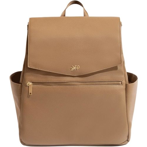 Freshly Picked Classic II Diaper Bag Backpack, Wipeable Vegan Leather With Changing Pad, Convertible (Toffee V2)