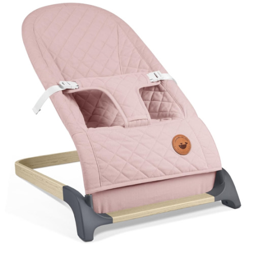 ANGELBLISS Baby Bouncer, Portable Bouncer Seat for Babies, Infants Bouncy Seat with Cotton Fabric, Natural Vibrations (Pink)