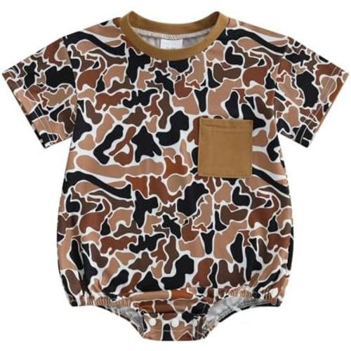 GOOCHEER Newborn Infant Baby Boy Summer Romper Outfit Camouflage Short Sleeve Bodysuit Jumpsuit Clothes