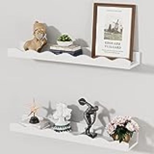 Amazon.com: Floating Nursery Book Shelves Wall | Pair of 24in Scalloped White Nursery Book Shelves for Kids Room | Cloud Shelves | Easy to Install Baby Bookshelf for Nursery | Nursery Shelves for Wall : Home & Kitchen