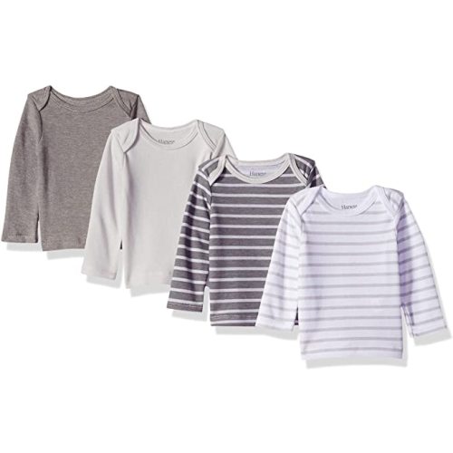 Hanes Baby and Toddler Long Sleeve Flexy Soft Knit Expandable Shoulder Pullover Undershirt (4 Pack)