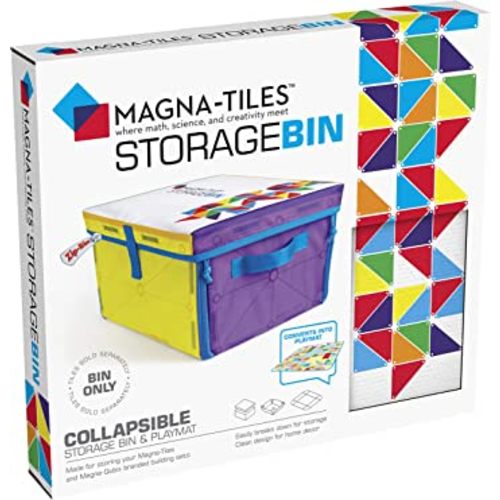 Magna Tiles Storage Bin & Interactive Play-Mat, Collapsible Storage Bin with Handles for Playroom, Closet, Bedroom, Home Organization and Classroom, 12.5 x 11 x 8