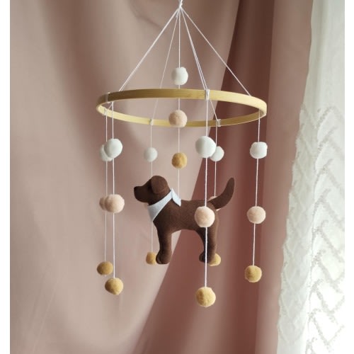 Dog baby mobile, Labrador mobile nursery, Golden retriever mobile, Neutral puppy cot mobile, Chocolate Labrador Nursery Decor, Baby gift,138