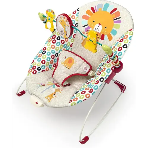 Bright Starts Portable Baby Bouncer Soothing Vibrations Infant Seat with Removable-Toy-Bar, 0-6 Months 6-20 lbs (Playful Pinwheels)