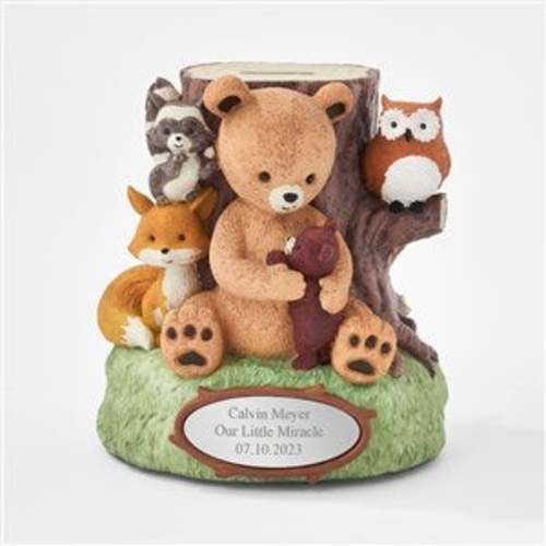 Engraved Woodland Animals Bank