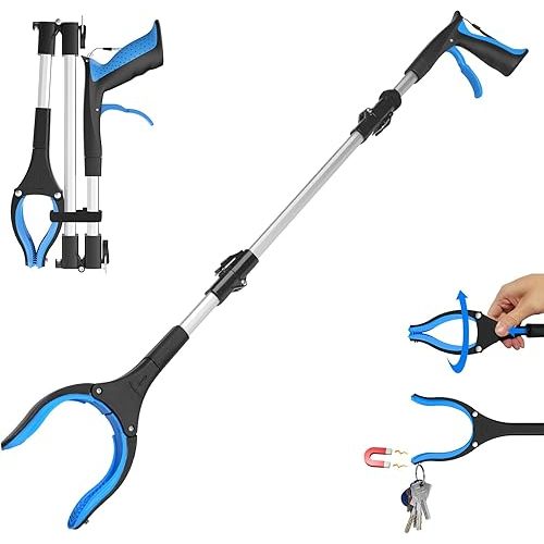 Grabber Reacher Tool 36 Inch, Heavy Duty Foldable Grabber with Anti-Slip 360° Rotating Jaw, Magnetic Tip for Seniors, Reacher Grabber Pickup Tool for Elderly After Surgery Recovery