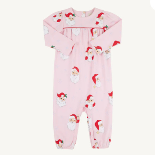 Long Sleeve Penny's Playsuit - Dear Santa (Palm Beach Pink) with Richm