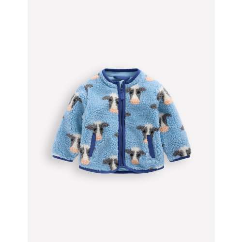 Cosy Borg Jacket-Glacier Blue Cows