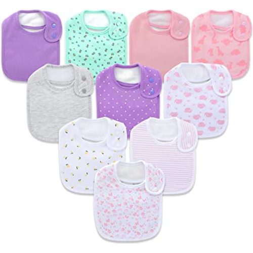 Hakochia Baby Bibs Organic Cotton Super Soft and Absorbent With Adjustable Snap for Baby Boys and Girls