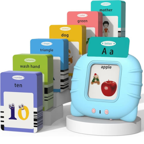 MAYAPHILOS 510 Words Alphabet Talking Flash Cards for 3-8 Years Toddlers, Educational Learning Interactive Toy for Boys Girls Kids Birthday Gifts, Preschool Montessori Speech Therapy Autism Toys Blue
