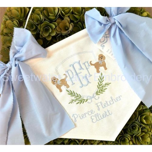 Custom Baby Banner with GOLDENDOODLE LABRADOODLE Baby Banner, Welcome Banner, Hospital Door Sign, Baby Shower