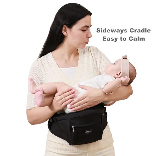 SUNVENO Baby Hip Seat Carrier for Toddler, Supports up to 45 lbs, Wide Anti-Slip Seat, Adjustable Waist Belt, Quick Up Down Baby Holder, Fits 6-36 Months, Black