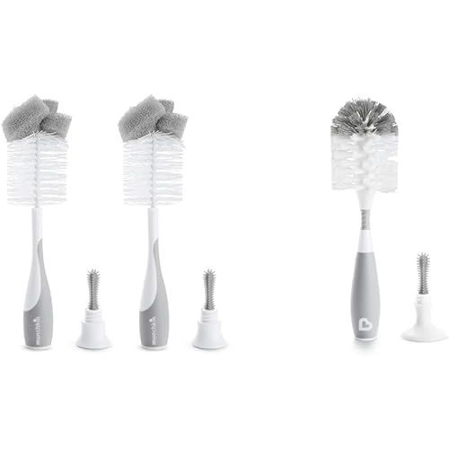 Munchkin® SpongeTM Grey Bottle Brush 2 Count & BristleTM Grey Bottle Brush