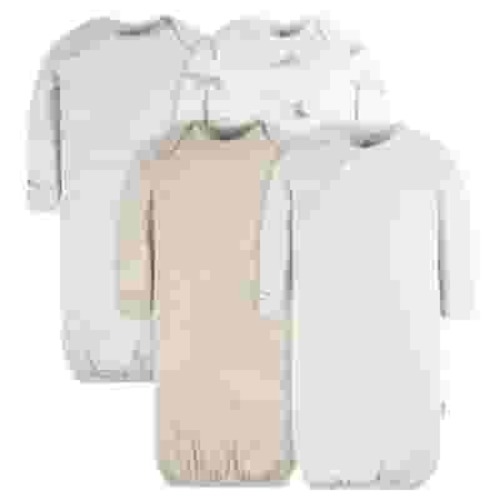 Gerber Baby Neutral Long Sleeve Gowns, 4-Pack, Sizes Newborn - 0/3 Months