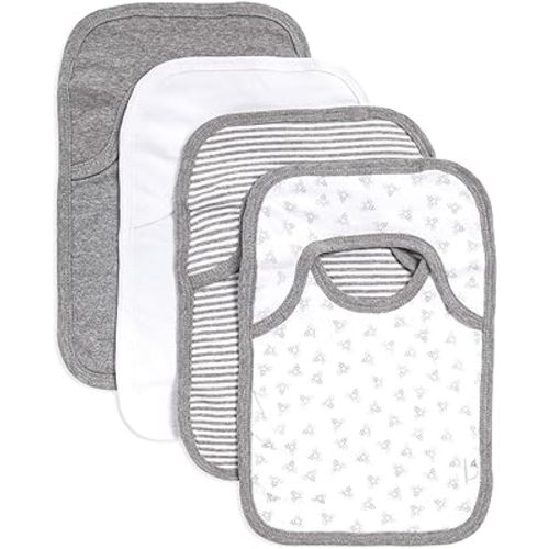 Burt's Bees Baby Infant Pull On Bibs, 100% Organic Cotton Lap Shoulder Style Drool Cloths, Newborn Essentials