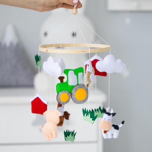 Farm animal baby mobile, Farmhouse mobile for girls, Farm nursery mobile, Cow mobile for crib, Tractor baby mobile, Pig mobile, Horse mobile