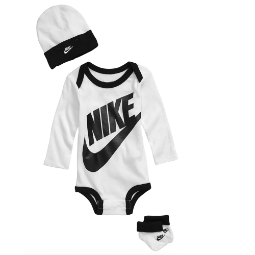 Nike Baby Long Sleeve Bodysuit, Hat and Booties, 3-Piece Set (6-12 Months)
