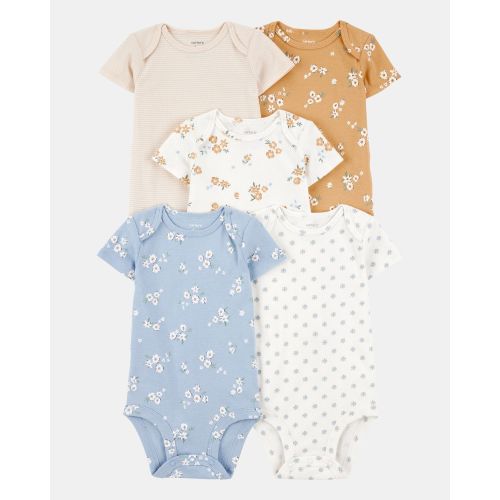 Baby 5-Pack Floral Short-Sleeve Cotton Bodysuits - Carter's (Size: NB)