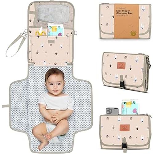 KeaBabies Portable Diaper Changing Pad - Large Waterproof Baby Changing Mat, Compact Travel Diaper Clutch, Functional Pockets Fit Newborn Essentials, Wipeable & Padded Baby Changer (Wild Patrol)