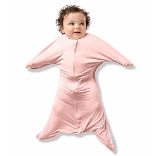SleepingBaby Bamboo Zipadee-Zip Transition Swaddle – EverSoft Wearable Blanket with Two-Way Zipper for Easy Diaper Changes, Medium 6-12 months, Dusty Rose