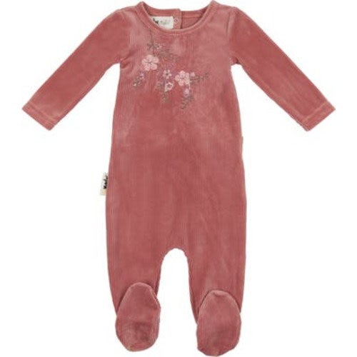 Cherry Blossom Rib Cotton Blend Footie, 3 M