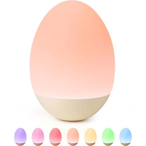 Night Light for Kid, Egg Light for Nursery with 7 RGB Colors Changeable & Stepless Dimming, Rechargeable Breastfeeding Light with Touch Control, Portable Night Lights for Babies BPA Free