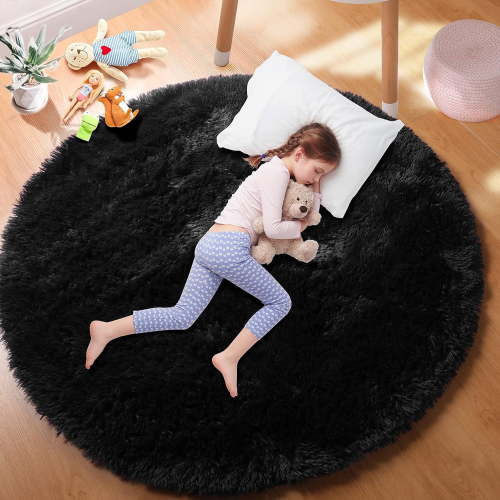 Sanmadrola Super Soft Fluffy Indoor Area Rugs 4x4 Feet, Fuzzy Rugs for Bedroom Living Room, Shaggy for Nursery Baby Room Kids Rugs, Furry Rug Shag Carpet for Boys Girls Dorm Room