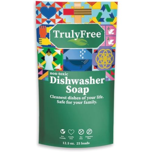 Truly Free Automatic Dishwasher Detergent Powder - Concentrated Dishwashing Detergent, Dish Soap, Hard Water Stain Remover, Kitchen Cleaning Supplies, No Harmful Ingredients - 12.5 oz (Pack of 1)