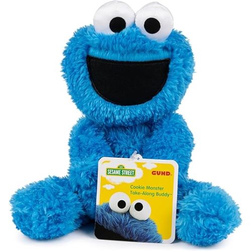 GUND Sesame Street Official Cookie Monster Take Along Buddy 13'' Polyester Plushie Stuffed Kids Toy, For Kids Ages 1 and Up, Blue