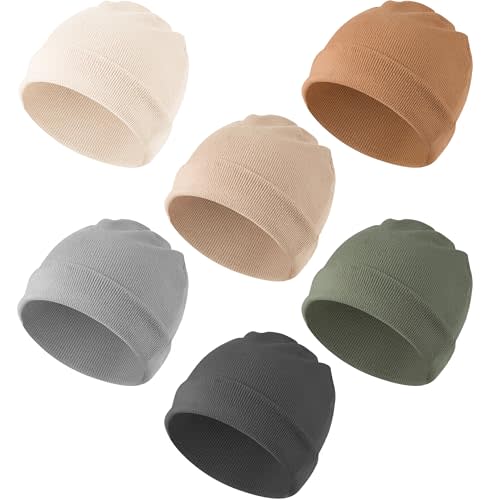 Konssy 6 Pack Baby Beanie Hats for Unisex, Toddler Beanies Baby Girl Boy Hat Warm Cap for Baby, Infant, Toddler