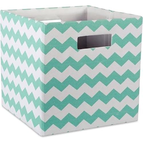 DII Collapsible Polyester Storage Cube, Chevron, Aqua, Large