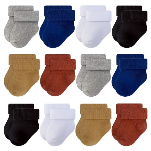 RATIVE Newborn Baby Socks 0-6,6-12 Months Terry Turn Cuff Socks for Boys Girls