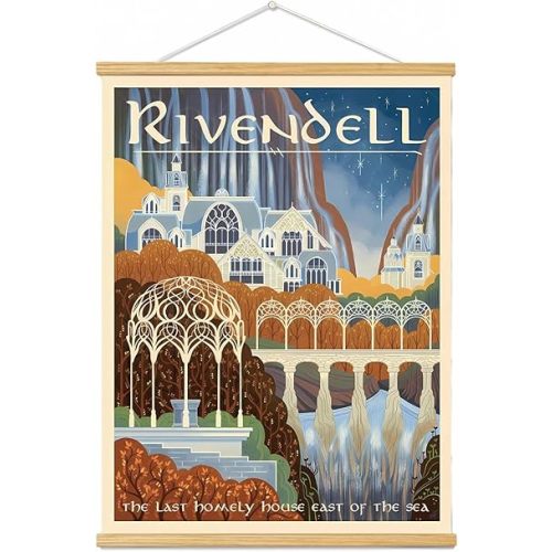 Middle Earth Landscape Wall Art Prints Canvas PaintingFantasy Posters, Wall Pictures, For Travel Gift, Canvas Art with Frames, For Office Home Decor Bedroom Living Room Wall Decor.(16L" x 12W")