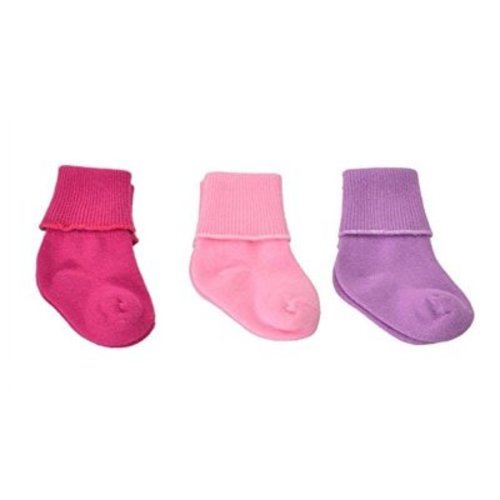 Sierra Socks Newborn Bootie Cotton Turn Cuff Socks for Baby Boy & Girls, Baby's First Socks, Seamless Turn Cuff Socks, 3 Pair Pack