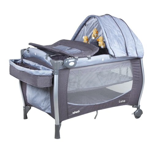 Cuna Playard Luna Gris Dots Infanti