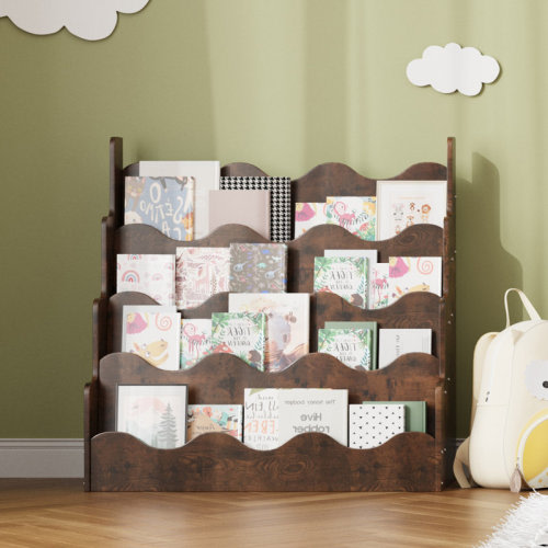 August Grove® Wavy Wooden Front Facing Bookshelf | Wayfair
