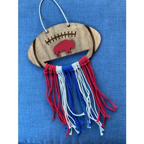 Boho Buffalo Football Wooden Macrame Sign - Handmade