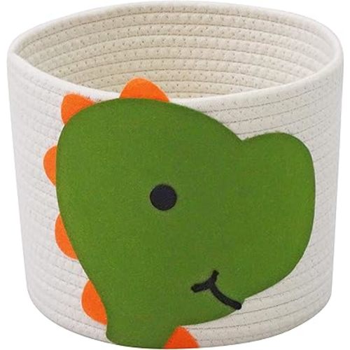 T&T Homewares Small Cotton Rope Baskets with Jurassic Park Theme Design for Baby Diaper Organizer, Nursery Storage, Nursery Room Decor, Kids Room Organizer, Cat Dog Toy Storage (Small Dinosaur)